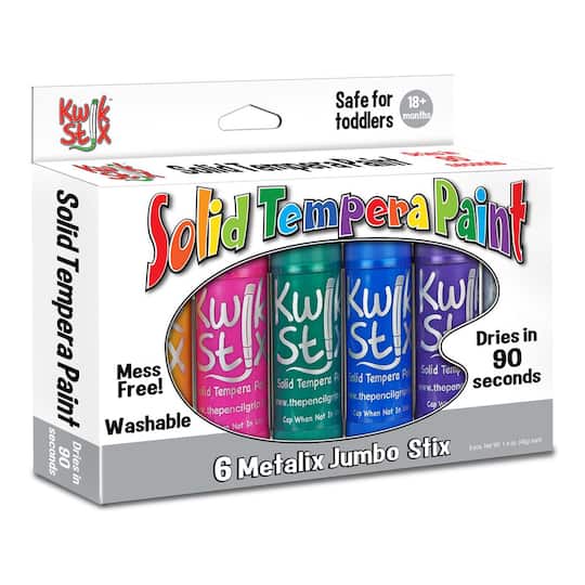 6 Packs: 6 ct. (36 total) The Pencil Grip™ Kwik Stix™ Metallic Jumbo Solid Tempera Paint Stick Set
